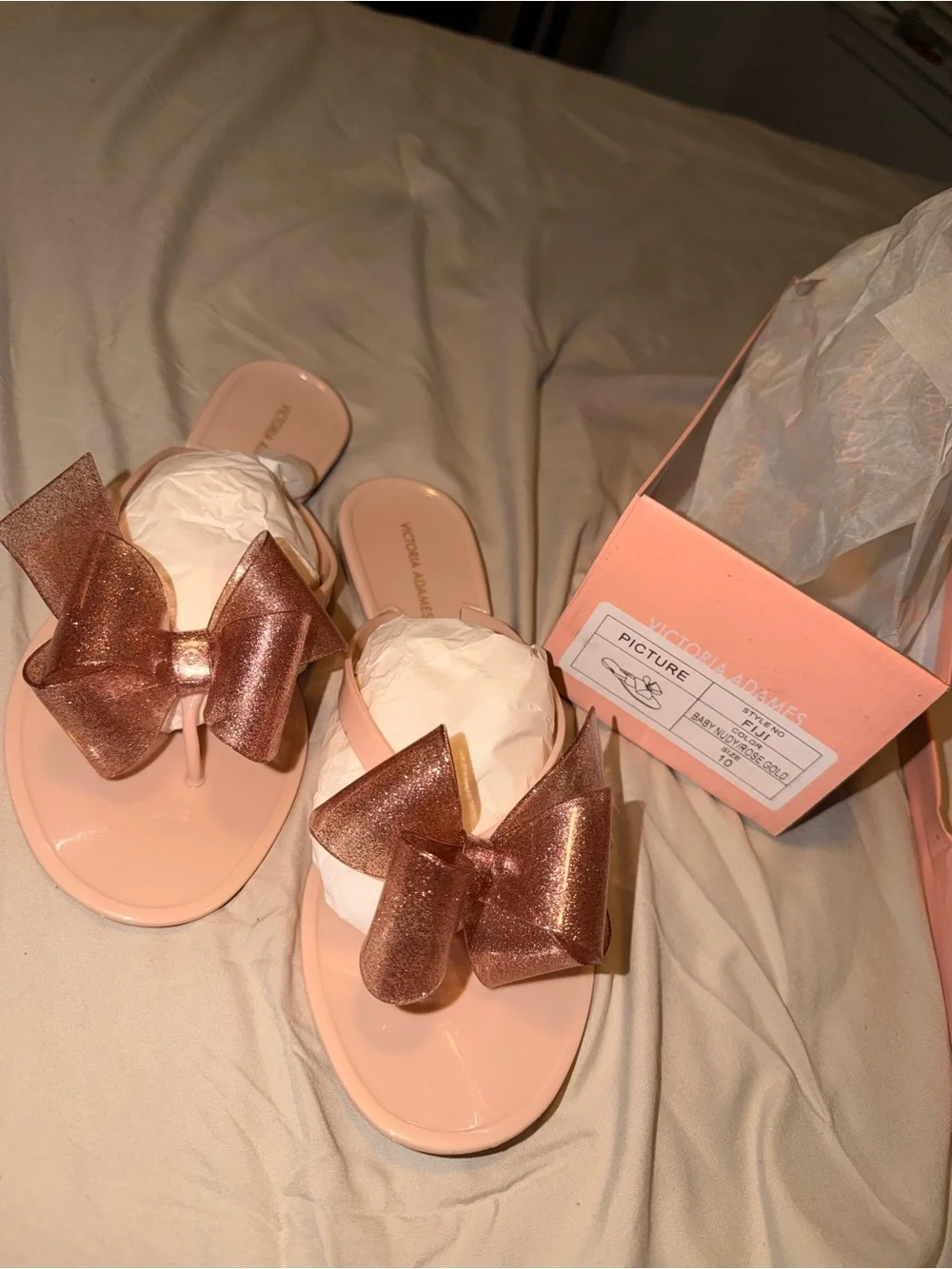 Pink Bow Jelly Thong Sandals
